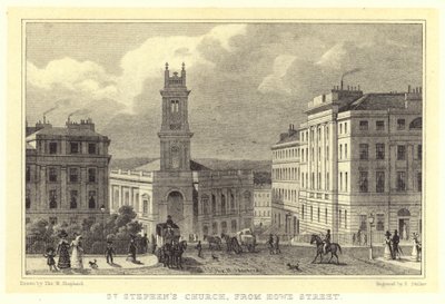 Igreja de São Estêvão, da Rua Howe (gravura) de Thomas Hosmer (after) Shepherd