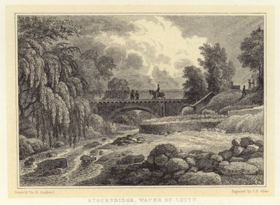 Stockbridge, Água de Leith (gravura) de Thomas Hosmer (after) Shepherd