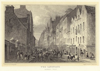 O Canongate, olhando para Oeste (gravura) de Thomas Hosmer (after) Shepherd