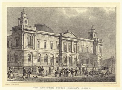 A Conservatória, Rua do Príncipe (gravura) de Thomas Hosmer (after) Shepherd