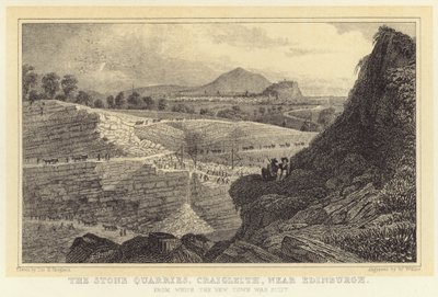 As Pedreiras de Pedra, Craigleith, perto de Edimburgo, de onde foi construída a Nova Cidade (gravura) de Thomas Hosmer (after) Shepherd