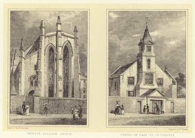 Igreja do Colégio da Trindade; Capela da Facilidade, St Cuthberts (gravura) de Thomas Hosmer (after) Shepherd