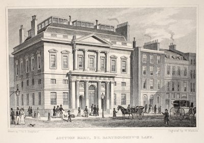 Auction Mart, St. Bartholomew&39;s Lane, do pub "London and its Environs in the 19th Century". Jones und Co., 1827-1829 de Thomas Hosmer Shepherd