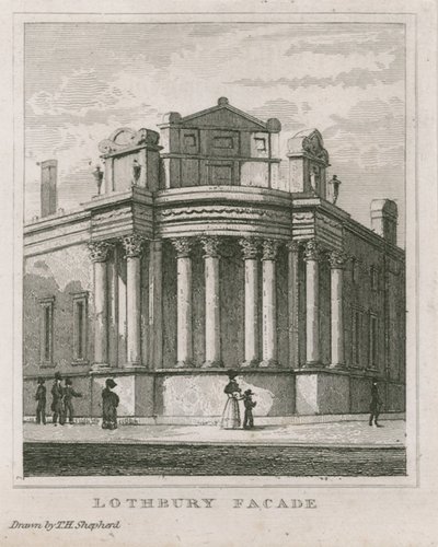 Banco da Inglaterra, as frentes de Sir John Soane de Thomas Hosmer Shepherd