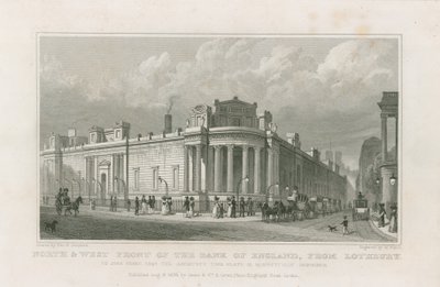Banco da Inglaterra, as frentes de Sir John Soane de Thomas Hosmer Shepherd