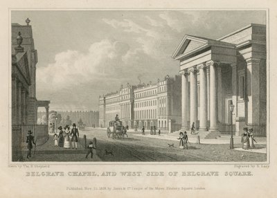 Capela de Belgrave e o lado oeste da Praça Belgrave de Thomas Hosmer Shepherd