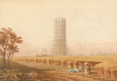 Coluna Bonaparte em Scafolding em Boulogne, França, com Ceifeiras num Campo de Thomas Hosmer Shepherd