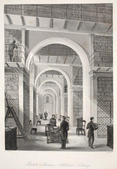 Museu Britânico, a Biblioteca Adicional, do pub "London Interiors with Costumes and Ceremonies". Joseph Mead, Londres, c.1843 (gravura em aço) de Thomas Hosmer Shepherd