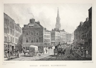 Broad Street, Bloomsbury, do pub "London and its Environs in the 19th Century". Jones und Co., 1827-1829 de Thomas Hosmer Shepherd