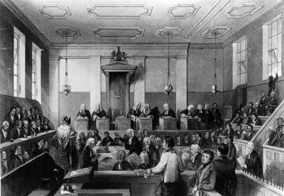 Corte Criminal Central, The Old Bailey, gravada por H. Melville de Thomas Hosmer Shepherd