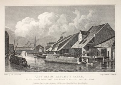 City Basin, Regent&39;s Canal, do pub "London and its Environs in the 19th Century". Jones und Co., 1827-1829 de Thomas Hosmer Shepherd