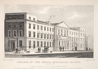 Faculdade da Church Missionary Society, Islington, do pub "London and its Environs in the 19th Century". Jones und Co., 1827-1829 de Thomas Hosmer Shepherd