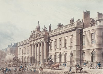 East India House, gravado por Joseph Constantine Stadler (fl.1780-1812), pub. por &39;Repository of Arts&39; de Ackermann (aquatint) (ver também 18619) de Thomas Hosmer Shepherd