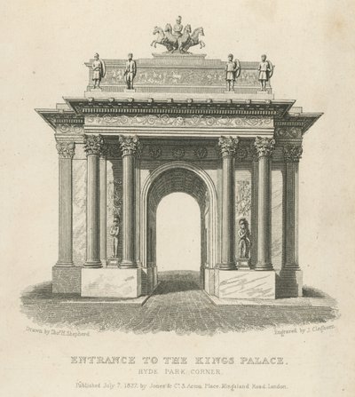 Entrada para o Palácio dos Reis, Hyde Park Corner de Thomas Hosmer Shepherd