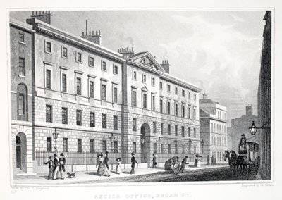 Escritório de Impostos, Broad Street, do pub "London and its Environs in the 19th Century". Jones und Co., 1827-1829 de Thomas Hosmer Shepherd