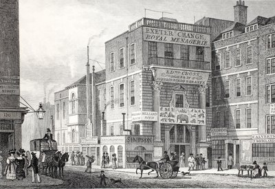 Exeter Change, Strand, do pub "London and its Environs in the 19th Century". Jones und Co., 1827-1829 de Thomas Hosmer Shepherd