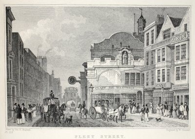 Fleet Street, do pub "London and its Environs in the 19th Century". Jones und Co., 1827-1829 de Thomas Hosmer Shepherd