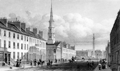 George Street, Igreja de St. Andrew e Monumento a Lord Melville, Edimburgo, gravado por Thomas Barber, c.1830 de Thomas Hosmer Shepherd