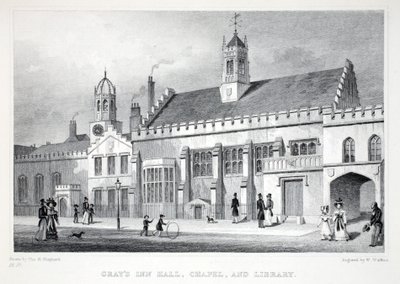 Grey&39;s Inn Hall, Capela e Biblioteca, do pub &39;London and its Environs in the 19th century&39;. Jones und Co., 1827-1829 de Thomas Hosmer Shepherd
