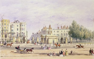 Portão Grosvenor e a Nova Loja, 1851 de Thomas Hosmer Shepherd