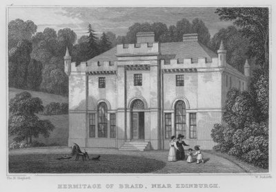 Hermitage de Braid, perto de Edimburgo (gravura) de Thomas Hosmer Shepherd