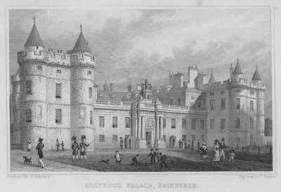 Holyrood Palace, Edimburgo (gravura) de Thomas Hosmer Shepherd