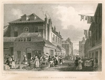 Hungerford Market, perto de edifícios de York, The Strand, Londres de Thomas Hosmer Shepherd