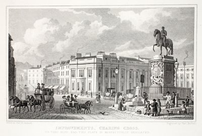 Melhorias, Charing Cross, do pub "London and its Environs in the 19th Century". Jones und Co., 1827-1829 de Thomas Hosmer Shepherd