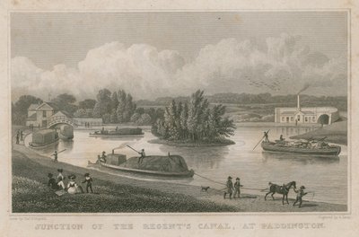 Junção do Canal do Regente, Paddington, Londres (gravura) de Thomas Hosmer Shepherd