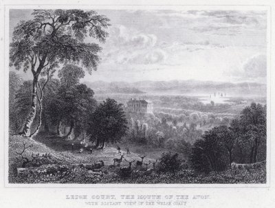 Leigh Court, a Boca da Avon, com Vista Distante da Costa Galesa (gravura) de Thomas Hosmer Shepherd