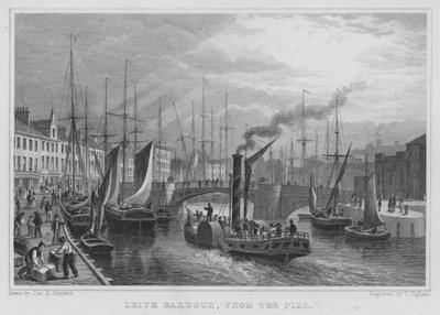 Leith Harbour, a partir do Cais (gravação) de Thomas Hosmer Shepherd