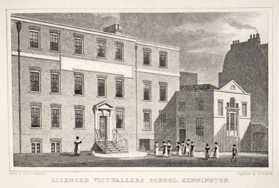 Escola Licensed Victuallers, Kennington, do pub "London and its Environs in the 19th Century". Jones und Co., 1827-1829 de Thomas Hosmer Shepherd