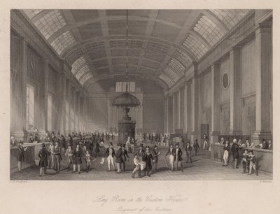 Quarto comprido na alfândega, Londres, para o pagamento do imposto alfandegário de Thomas Hosmer Shepherd