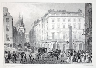 Ludgate Hill, da Fleet Street, do pub "London and its Environs in the 19th Century". Jones und Co., 1827-1829 de Thomas Hosmer Shepherd