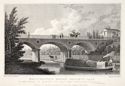 Macclesfield Bridge, Regent&39;s Park, do pub "London and its Environs in the 19th Century". Jones und Co., 1827-1829 de Thomas Hosmer Shepherd