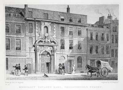 O Merchant Taylor&39;s Hall, na Threadneedle Street, do pub "London and its Environs in the 19th Century". Jones und Co., 1827-1829 de Thomas Hosmer Shepherd