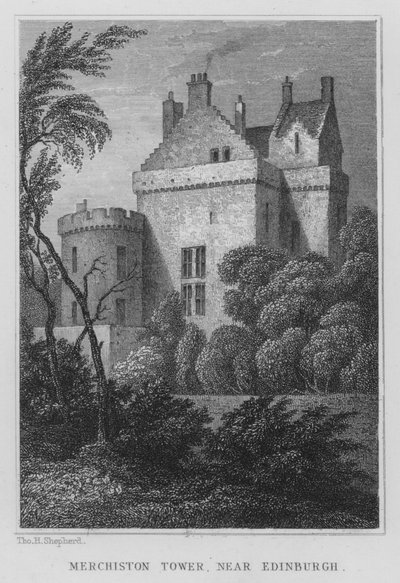 Merchiston Tower, perto de Edimburgo (gravura) de Thomas Hosmer Shepherd