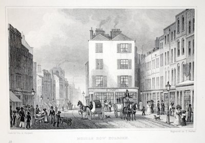 Middle Row, Holborn, do pub "London and its Environs in the 19th Century". Jones und Co., 1827-1829 de Thomas Hosmer Shepherd