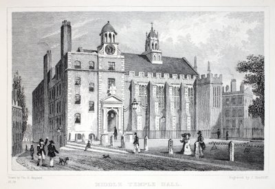 Middle Temple, do pub "London and its Environs in the 19th Century". Jones und Co., 1827-1829 de Thomas Hosmer Shepherd