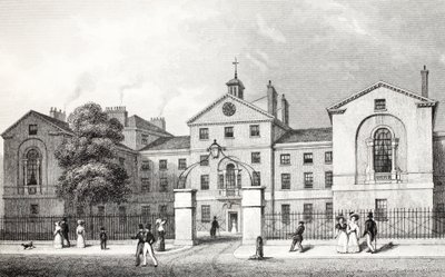 Middlesex Hospital, do pub "London and its Environs in the 19th Century". Jones und Co., 1827-1829 de Thomas Hosmer Shepherd