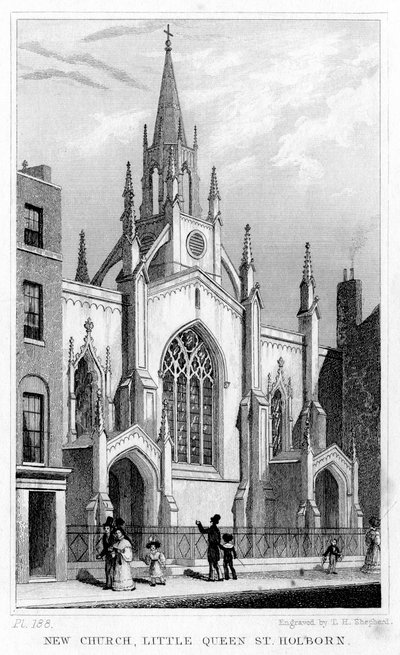 Igreja nova, rua pequena da rainha, Holborn, Londres, século XIX. de Thomas Hosmer Shepherd