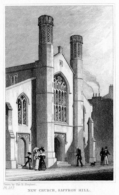 Igreja nova, Saffron Hill, Camden, Londres, século XIX. de Thomas Hosmer Shepherd