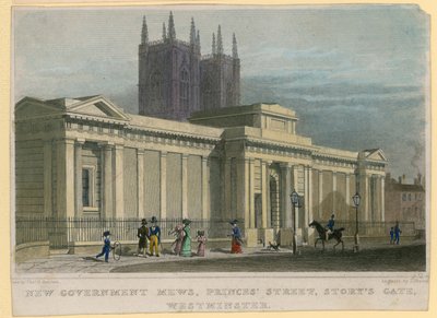 Novo Governo Mews, Princes &39;Street, Portão da História, Westminster, Londres de Thomas Hosmer Shepherd
