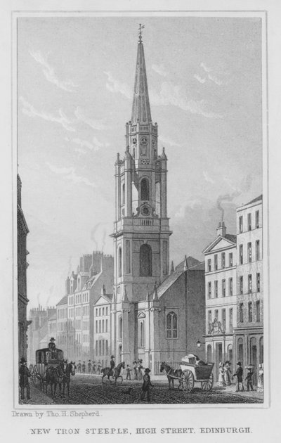 New Tron Steeple, High Street, Edinburgh (gravura) de Thomas Hosmer Shepherd