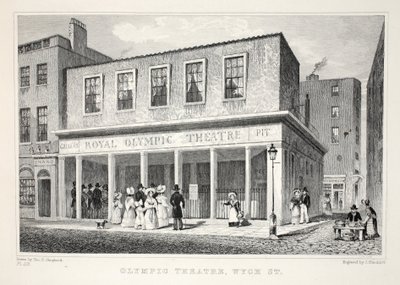 O Olympic Theatre, Wyck Street, do pub "London and its Environs in the 19th Century". Jones und Co., 1827-1829 de Thomas Hosmer Shepherd