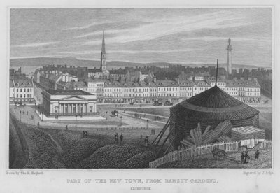 Parte da Cidade Nova, de Ramsey Gardens, Edimburgo (gravura) de Thomas Hosmer Shepherd