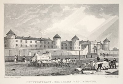 Penitenciária, Millbank, Westminster, do pub "London and its Environs in the 19th Century". Jones und Co., 1827-1829 de Thomas Hosmer Shepherd