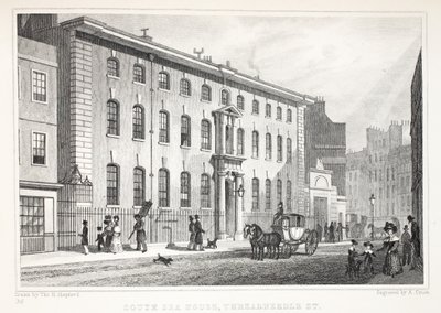 South Sea House, Threadneedle Street, do pub "London and its Environs in the 19th Century". Jones und Co., 1827-1829 de Thomas Hosmer Shepherd