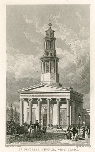 Igreja de St Pancras, frente oeste de Thomas Hosmer Shepherd