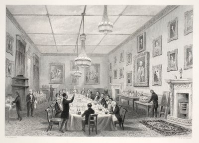 Thatched-House, do pub "London Interiors com suas fantasias e cerimônias". Joseph Mead, Londres, c.1843 (gravura em aço) de Thomas Hosmer Shepherd